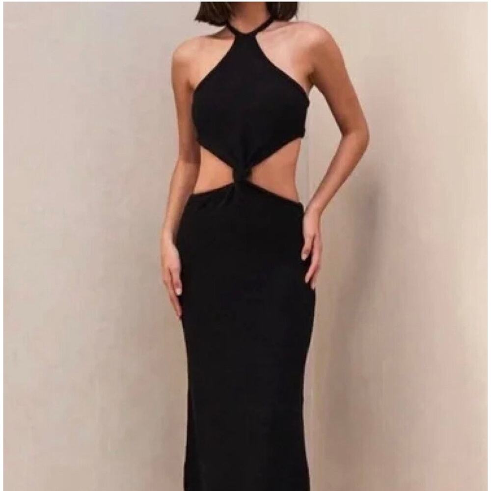 cult gaia Black Cutout Midi Dress